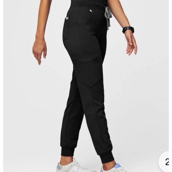 Figs High Waisted Zamora Scrub Jogger Pant Black Drawstring Slim W22SW2012 Small - Picture 1 of 15